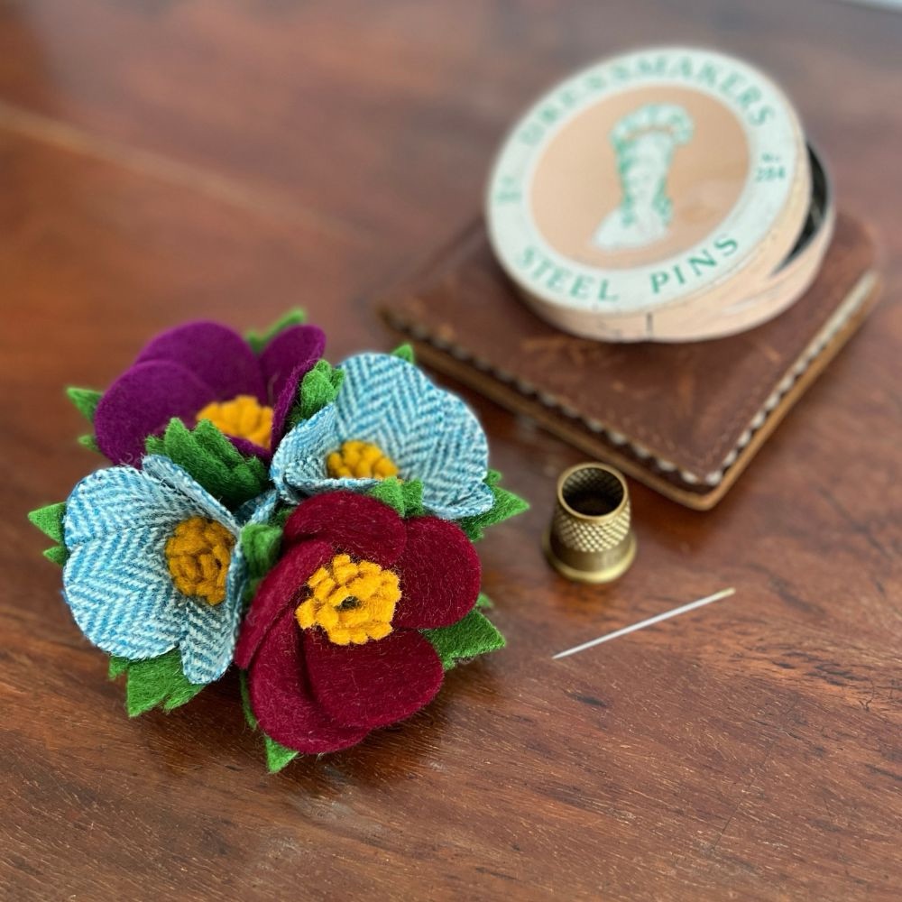 William and Tilda Make Do & Mend style floral brooch
